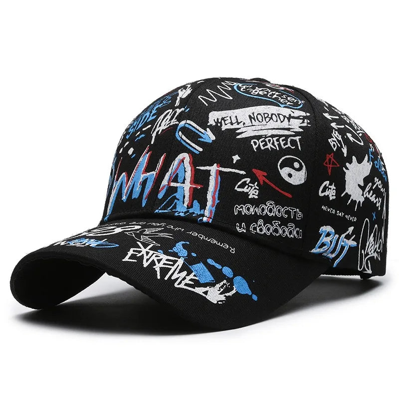 New Fashion Women Men Graffiti Cotton Baseball Cap Unisex Printed Snapback Hat Hip Hop Trendy outside Cap Hat for Men Women